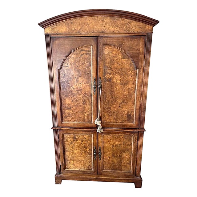 Hekman Grand Rapids 'Tuscan' Burlwood and Walnut Armoire 46" W X 22" D X 75" H - Vintage Late 20th Century, Attributed For Sale