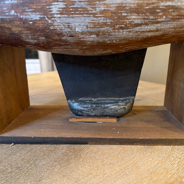 Nautical Early 20th Century Gaff-Rigged Carved Wood Pond Yacht on Custom Cradle For Sale - Image 3 of 12