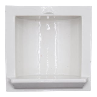 Vintage Recessed White Ceramic Fairfacts Co. Bathroom Soap Dish For Sale