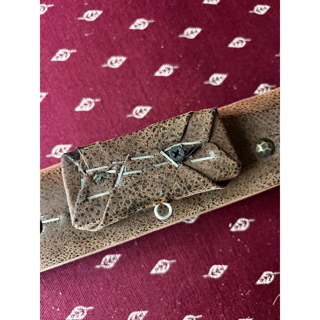 Vintage Horns and Leather Wall Hanging With Studded Details For Sale In Atlanta - Image 6 of 12