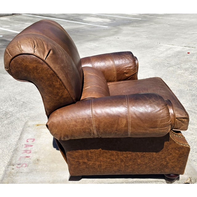 Vintage Barcalounger Saddle Leather Recliner With Continuous Lumbar Support For Sale In Miami - Image 6 of 18