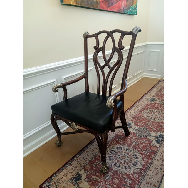 1990s 1990s Exceptional Maitland-Smith French Empire Center Dining Table & Stunning Antique Matching Chippendale Armchairs For Sale - Image 5 of 12