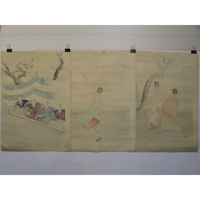 The Ultimate Intersection of Fine Art and Sports History This exquisite original Ukiyo-e woodblock print triptych is a...