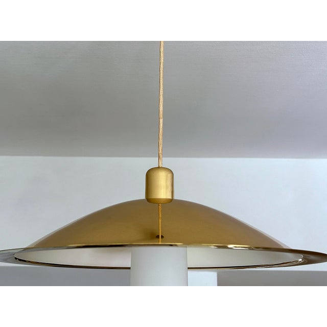 Gold Large Scandinavian Semi Pendant Light in Brass For Sale - Image 8 of 17