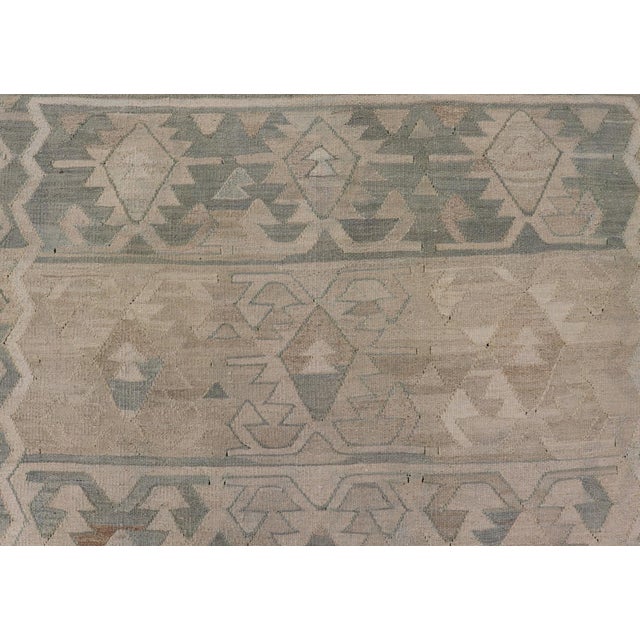 Green Turkish Vintage Kilim Gallery Rug With Sub-Geometric Design 5'2 X 9'1 For Sale - Image 8 of 11