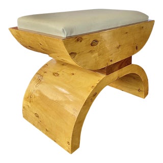 Art Deco Style Alder and Walnut Bench For Sale