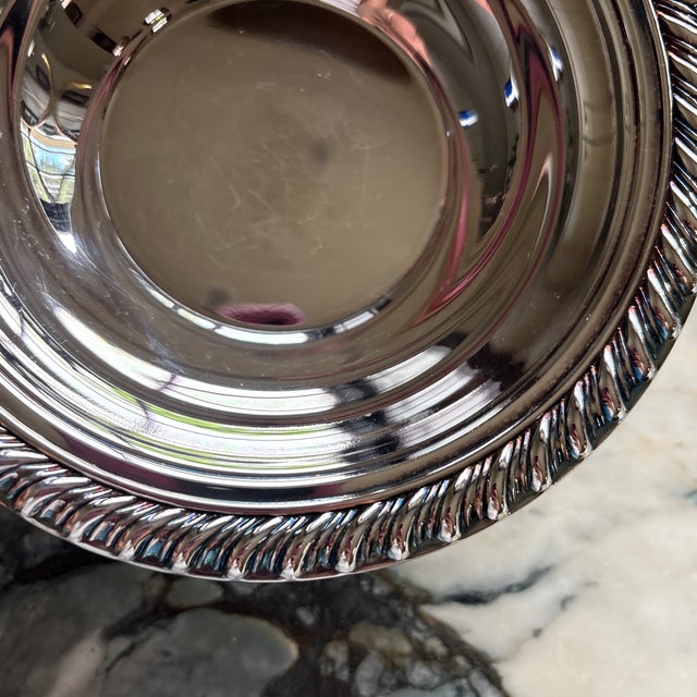 Vintage 6.5" Silver Plate Bowl W/ Rope Rim Edge For Sale In Chicago - Image 6 of 8