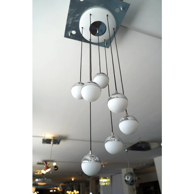 Paint Italian Opaline Glass Sphere Pendant Lamp from Stilnovo, 1960s For Sale - Image 7 of 11