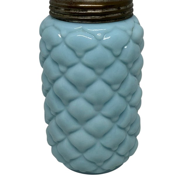 Victorian Attributed to Consolidated Glass Eapg Light Blue Opaline Cone/Pineapple Sugar Shaker C1890 Usa For Sale - Image 3 of 12