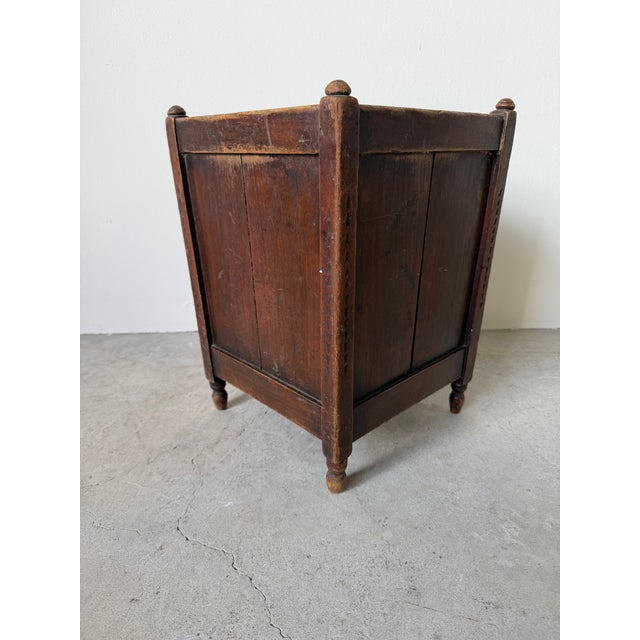 French Country Antique French Country Solid Wood Wastebasket / Trash Can For Sale - Image 3 of 12