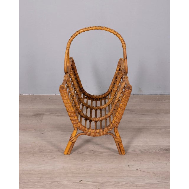 Vintage Bamboo Magazine Rack, Italy, 1960s For Sale - Image 3 of 8