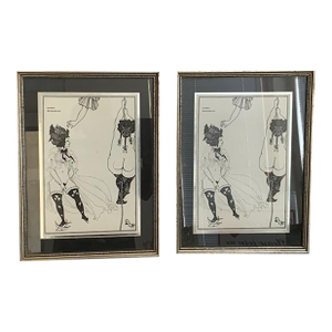 1970s Set of Two Athenian Woman in Distress by Aubrey Beardsley