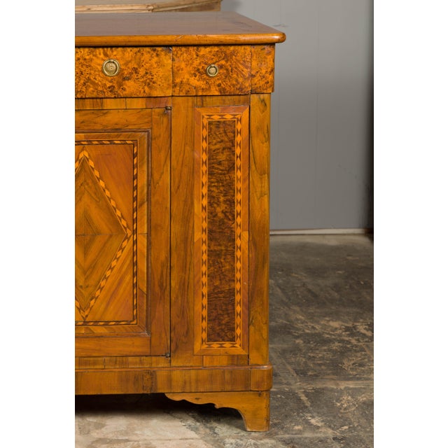 French 19th Century Walnut Buffet with Burled Drawers and Inlaid Doors For Sale - Image 11 of 12
