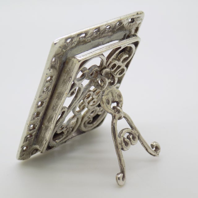 Metal Vintage Italian Handmade Genuine Silver Small Mini Frame Dollhouse Miniature For Sale - Image 7 of 10