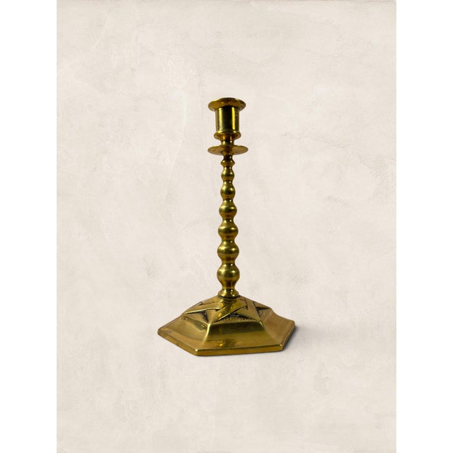 Antique English Edwardian Brass Hexagonal Candlestick Holders For Sale - Image 12 of 18
