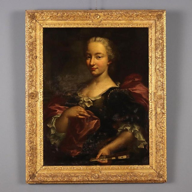 Portrait of a Noblewoman, Oil on Canvas, Framed For Sale - Image 11 of 11