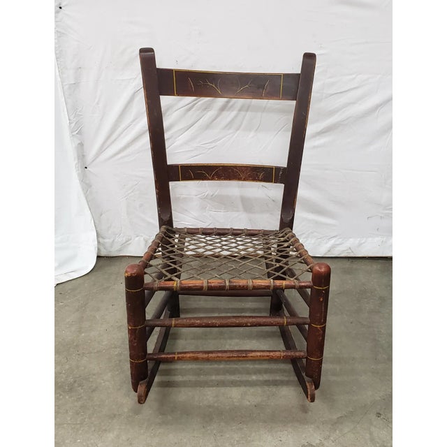Antique Oak Maple Rocking Chair Rocker Woven Seat For Sale In Portland, OR - Image 6 of 6