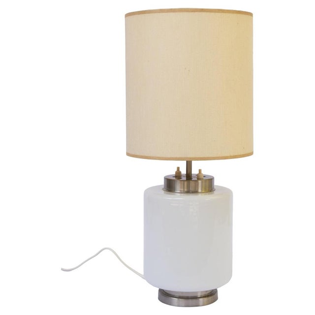 Metal Vintage Brass and Opal Glass Table Lamp from Stilnovo, Italy, 1960s For Sale - Image 7 of 7