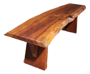 Handcrafted Live Edge Cherry Bench With Leaf Motif Inlays by Pj Spring