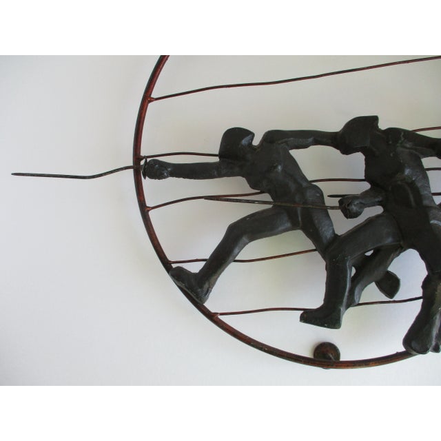 Mid Century Modern Dynamic Fencing Sculpture For Sale - Image 6 of 9