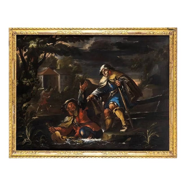 Bernhard Keil / Monsù Bernardo, Two Blind Figures Helping Each Other, Oil on Canvas, 17th Century, Framed, 1800s, Oil on Canvas For Sale