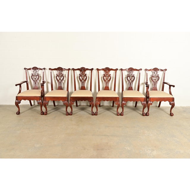 English Baker Furniture Chippendale Carved Mahogany Dining Chairs, Set of Six For Sale - Image 3 of 15
