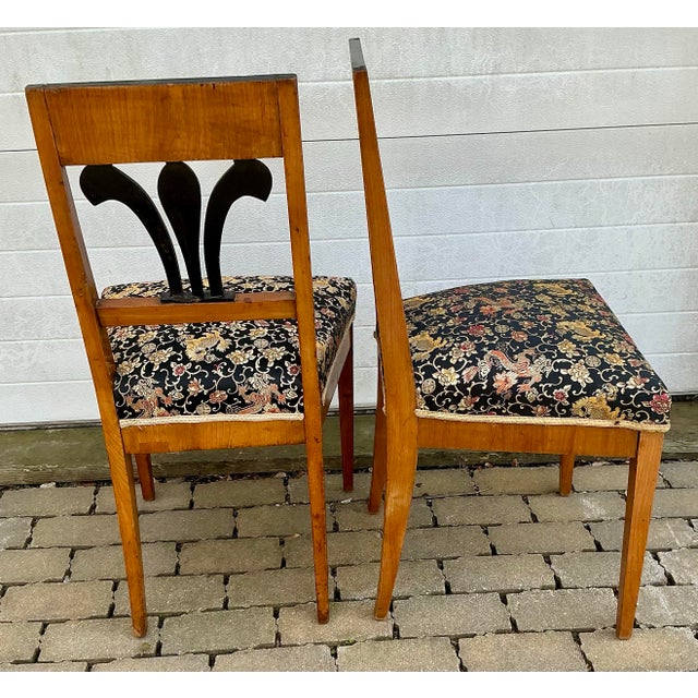 Pair of Antique Inlaid Biedermeier Side Chairs For Sale - Image 4 of 12
