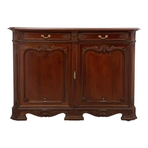 Impressive French Provincial Walnut Brass Buffet Sideboard Antique 19th Century