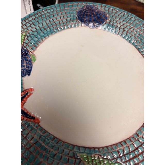 Turquoise Vintage Italian Mosaic Ocean Inspired Lunch Plates - Set of 6 For Sale - Image 8 of 8