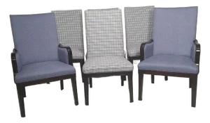 Set 6 Henredon Dining Chairs Mocha Finish, Welt Trim, Montaigne Design
