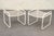High Quality American Made Vintage Pair of Aluminum Frame Outdoor Patio Ottomans or Stools with Vinyl Latticework Seat, By...