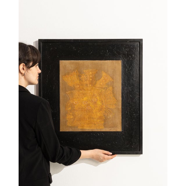 1960s Italy Burnt Orange Wood Painting For Sale - Image 13 of 15