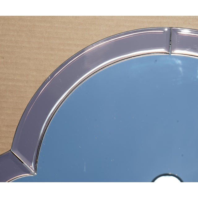 Vintage Venetian Art Deco Style Peach Foxed Bevelled Glass Mirror For Sale - Image 5 of 13