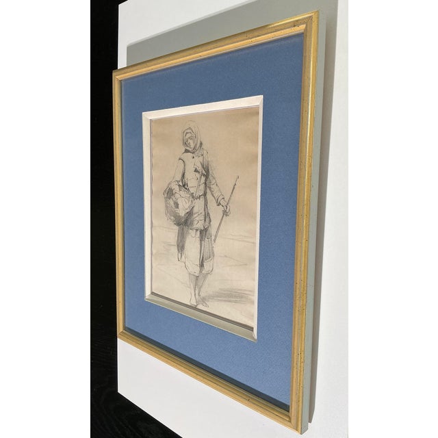Antique h.e. Bernard “Le Colporteur” 1834 Pencil Drawing, Framed French Figure Study For Sale - Image 9 of 9
