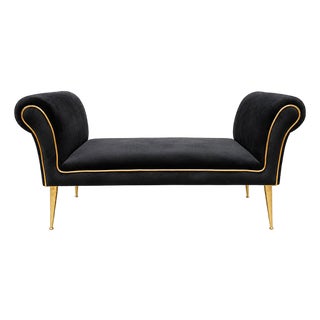 Vintage Black Fabric Bench, 1980s For Sale
