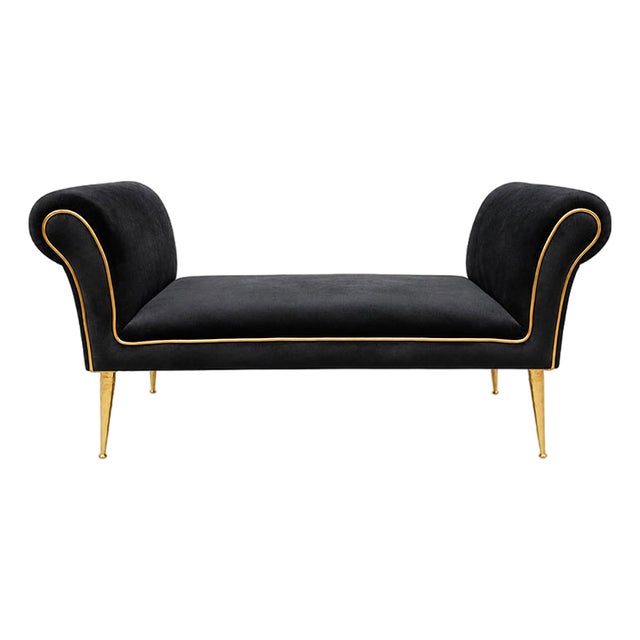 Vintage Black Fabric Bench, 1980s For Sale