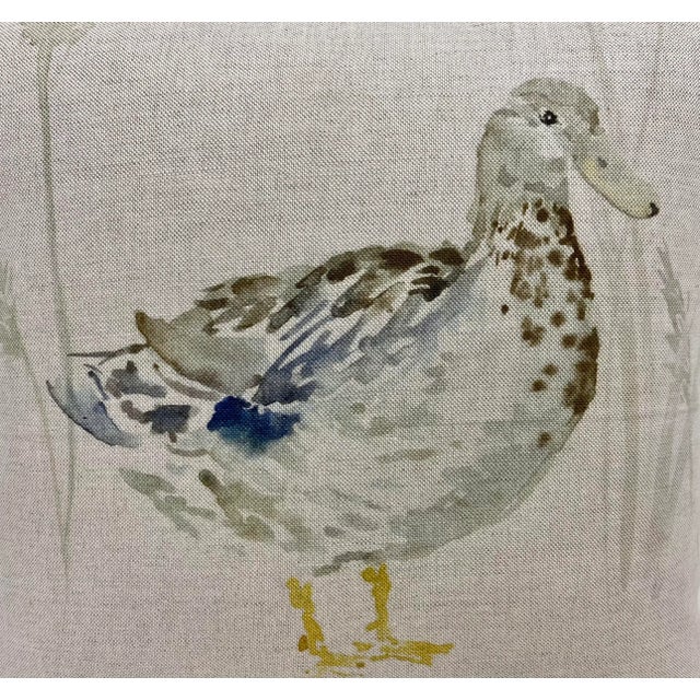 Early 21st Century 16" Square Pillow Adorned With a Stately Blue Swedish Mallard Duck - Made in Uk. For Sale - Image 5 of 7