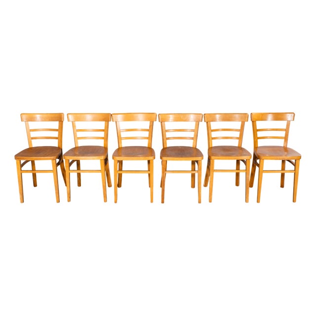 Vintage Beech Dining Chairs, 1960s, Set of 6 For Sale