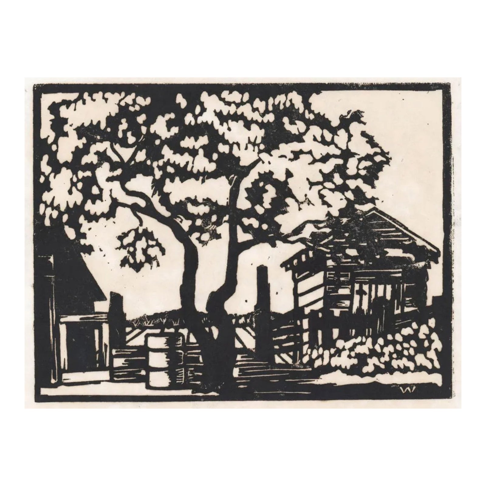 Arts and Crafts Landscape Woodcut Print Chairish