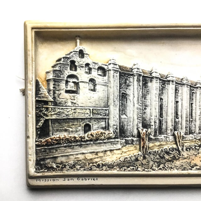 Mid-Century Modern Ivorex Vintage Sculpture Wall Art of Mission San Gabriel For Sale - Image 3 of 9