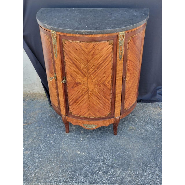 19th Century French Marble Top Cabinet Bar/Server Book Match Tulip Wood. For Sale - Image 12 of 18