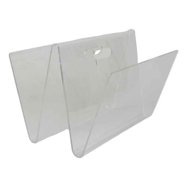 Vintage Italian Acrylic Magazine Rack, 1980s For Sale