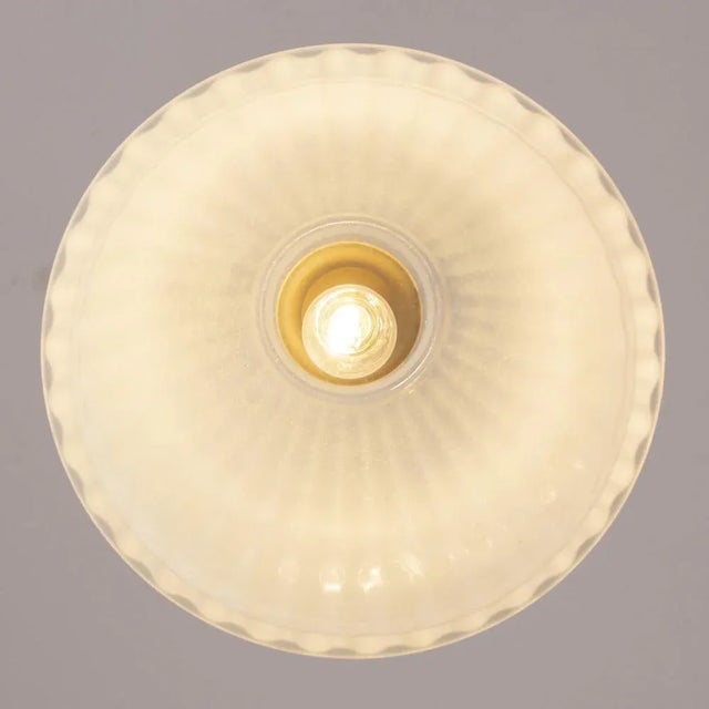 Italian Pendant Lamp in White Murano Acid Glass with Gold Powder, 1980s For Sale - Image 4 of 12