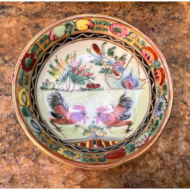 Early 20th Century Vintage Chinese Hand Painted Porcelain Rooster Chinoiserie Motif 14 Piece Tea Set For Sale - Image 5 of 12