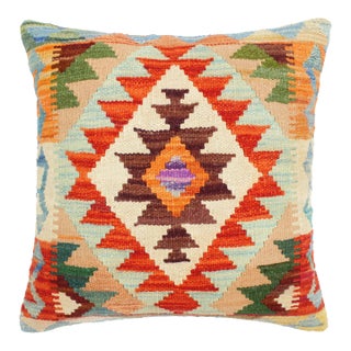 Boho Chic Turkish Alica Hand Woven Kilim Throw Pillow For Sale