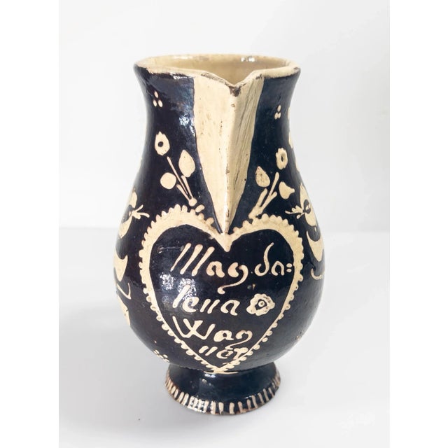 French 19th Century European or American Folk Art Slip Decorated Pitcher Jug For Sale - Image 3 of 12