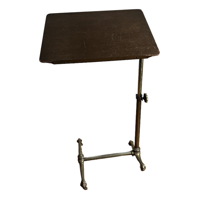 Vintage Brass Adjustable Height Music Stand Writing Table For Sale