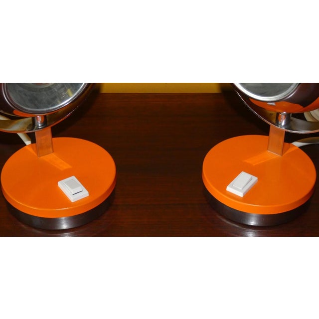 Orange Vintage Orange Eyeball Lamps by Goffredo Reggiani for Reggiani, Italy, 1970s, Set of 2 For Sale - Image 8 of 13