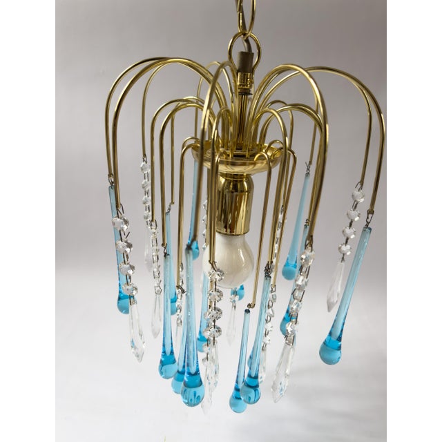 Vintage Murano-Style Blue Glass Teardrop Waterfall Chandelier, C. 1970 For Sale - Image 12 of 18