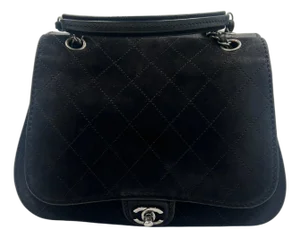 Chanel Quilted Suede Leather Dual Pouch Saddle Twin Coco Bag 2013